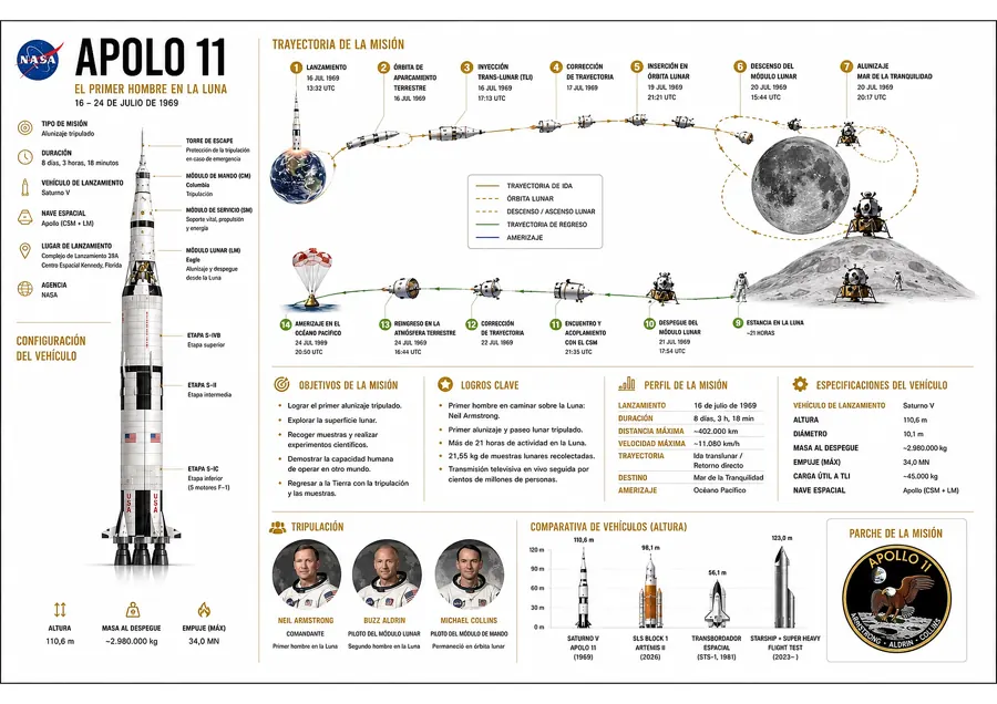 Infografía de la misión Apollo 11
