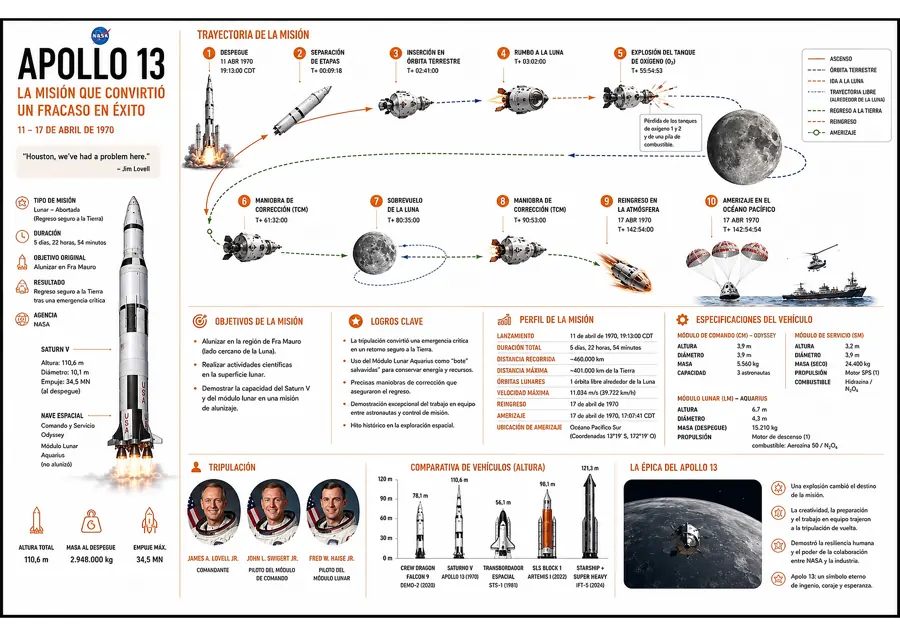 Infografía de la misión Apollo 13