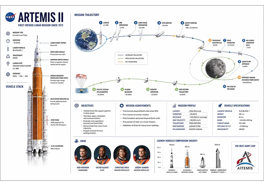 Infografía de la misión Artemis II