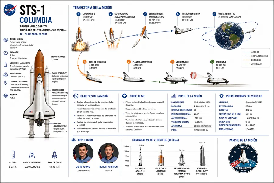 Infografía de la misión STS-1 Columbia